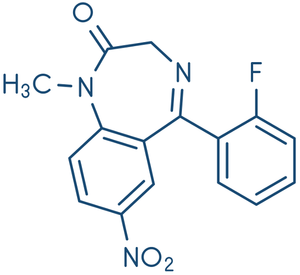 Fórmula estrutural do medicamento flunitrazepam.